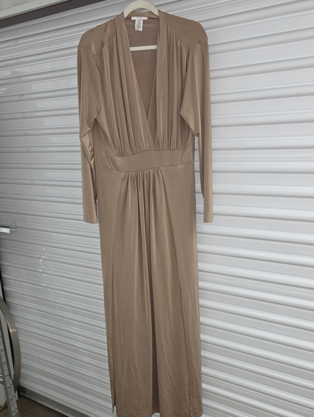 Janette Plus Taupe Long Sleeve Maxi Dress